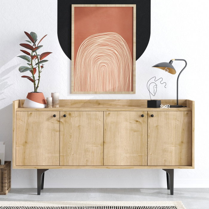 Hanah Home Consola Roble Zafiro Medidas 150x80x40 cm Diseño Tradicional, Industrial y Escandinavo